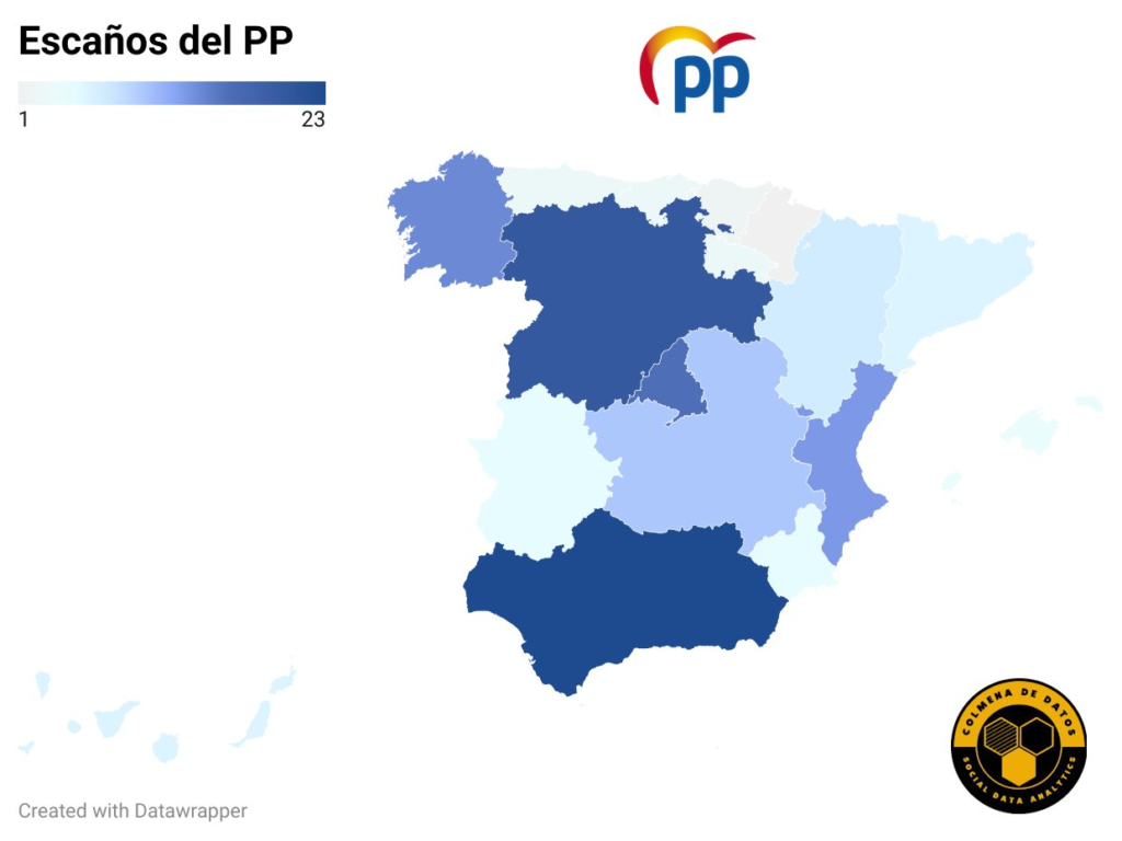 Distribución geográfica del voto de PP