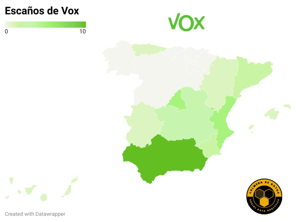 Distribución geográfica del voto de Vox
