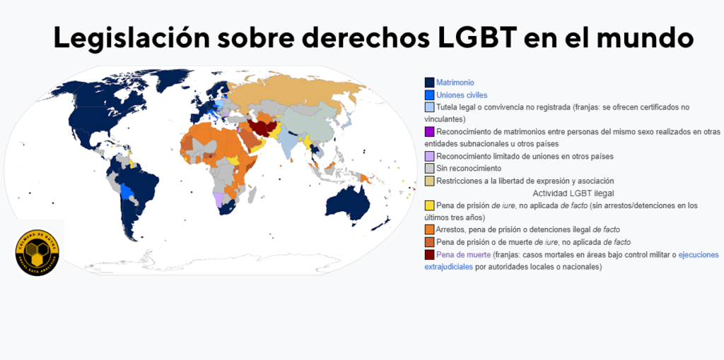 Situación de la comunidad LGBTIQ+ en mapas por países