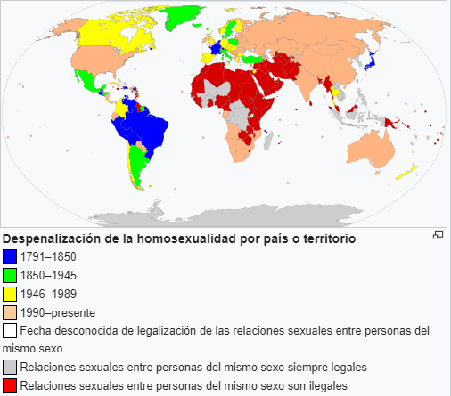 Despenalización de la homosexualidad por país o territorio