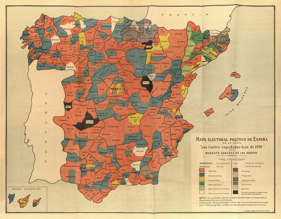 Mapa electoral político de España 1910