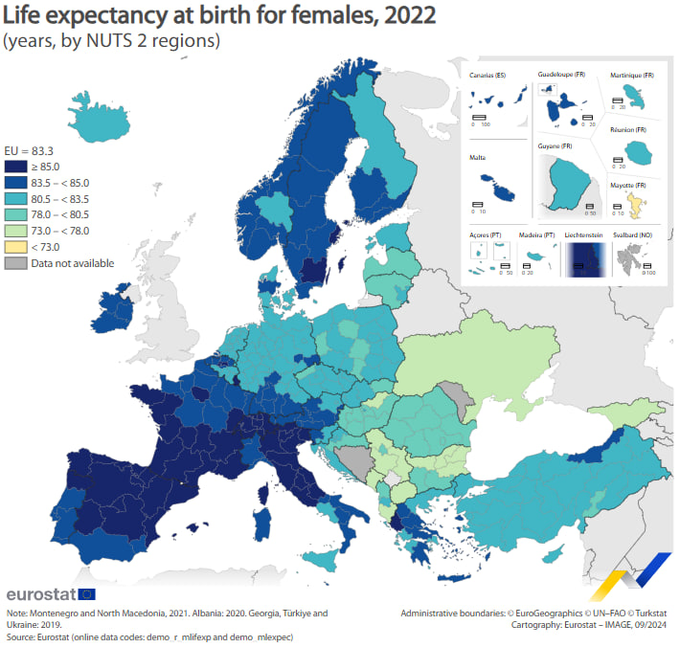 La Comunidad de Madrid lidera la esperanza de vida al nacer tanto para hombres como para mujeres en toda la