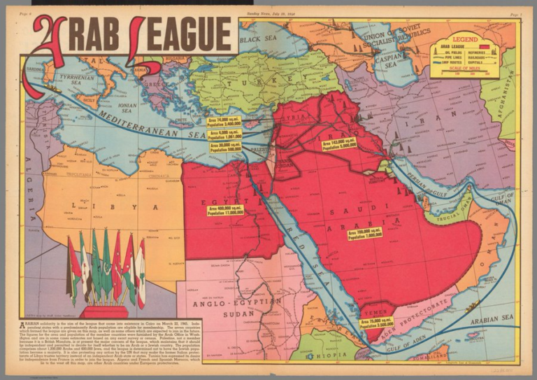 Mapa Liga Árabe. 28 de julio de 1946.