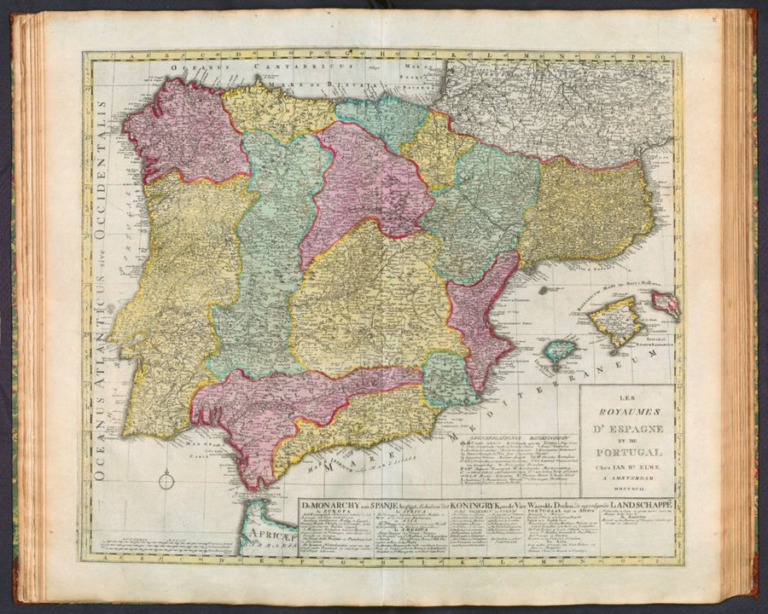 Mapa De los Reinos de España y Portugal de 1792 por Jan Barend Elwe