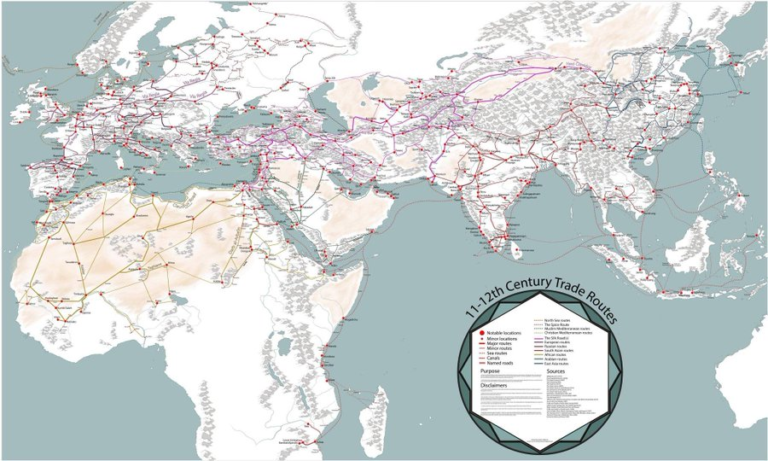 Rutas comerciales en la Edad Media (siglos XI y XII)