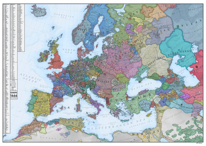 Mapa de la Europa Medieval de 1444