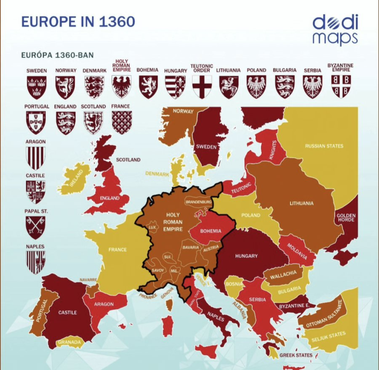 Mapa de las potencias europeas del siglo XIV