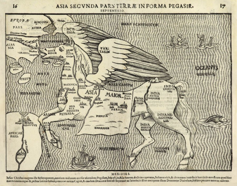 Mapa de Asia de Heinrich Bünting (1545, 1606)