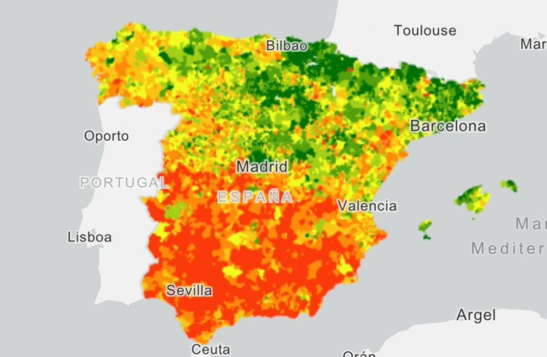 Mapa de la renta media por persona en España 2022