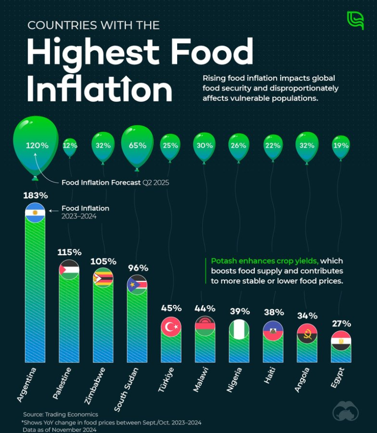 Los países con mayor inflación alimentaria en 2024