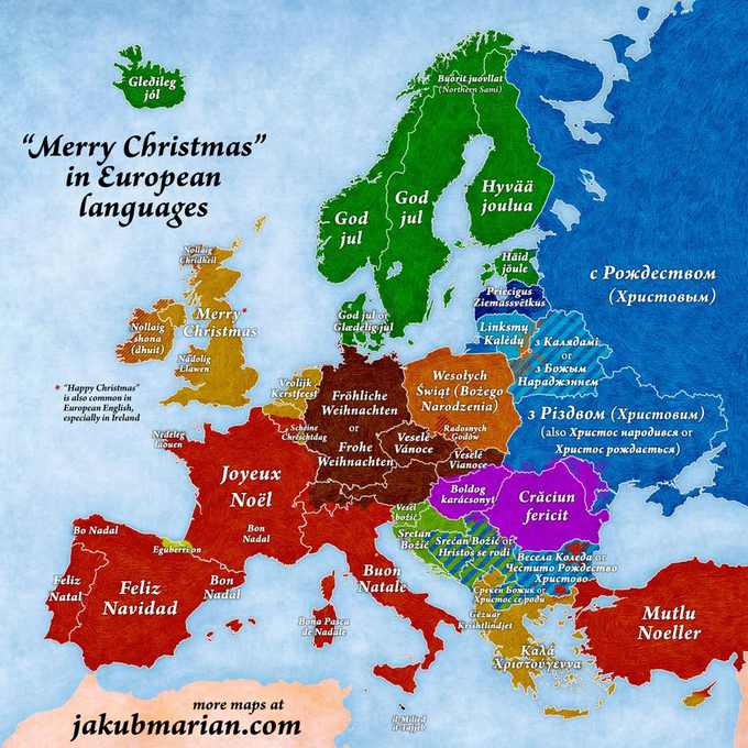 ¿Cómo se dice "Feliz Navidad" en los países de Europa?