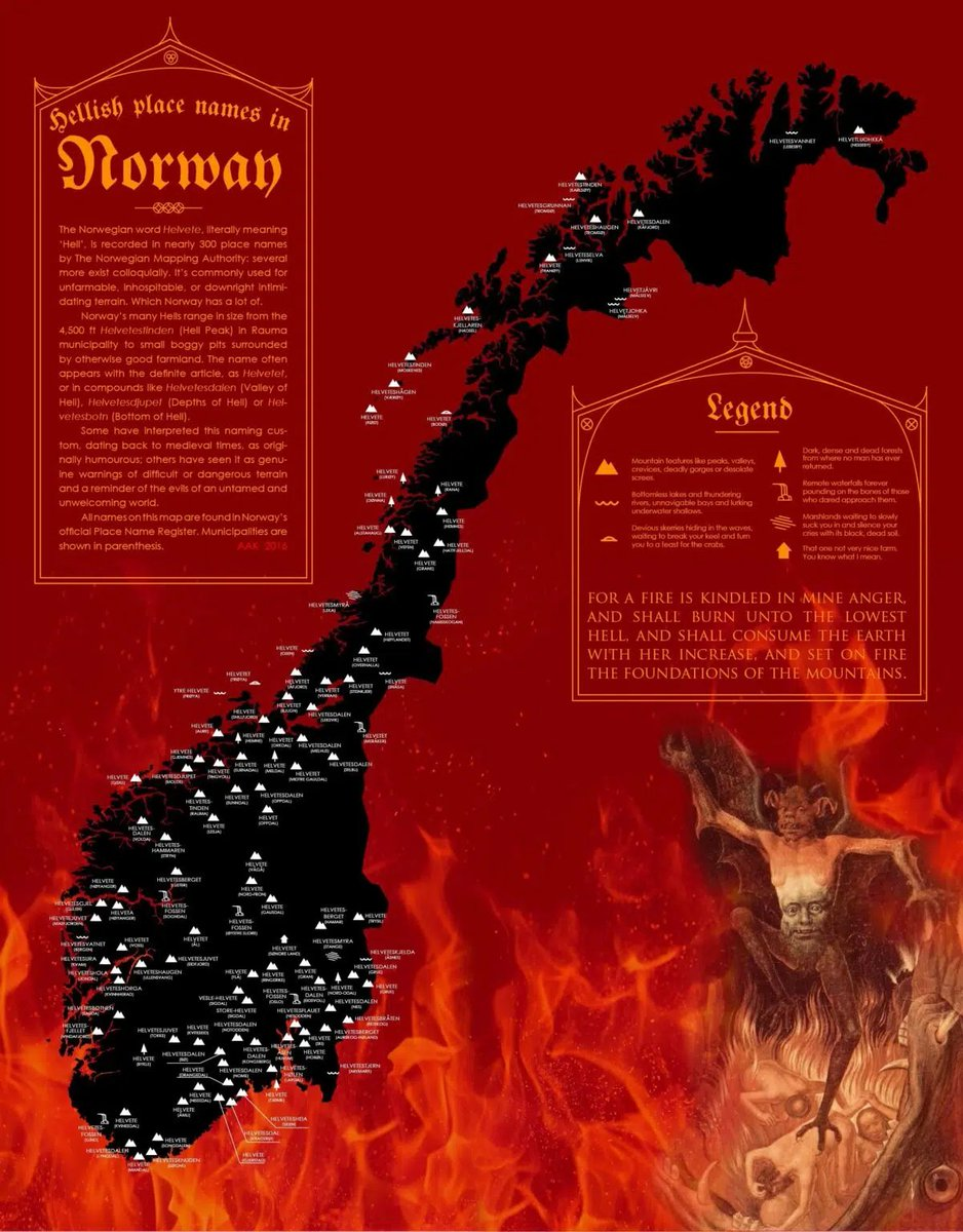 Lugares de Noruega que reciben su nombre de la palabra infierno, en noruego Helvete
