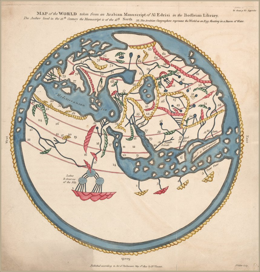 Mapa del mundo: manuscrito árabe de Al Edrisi