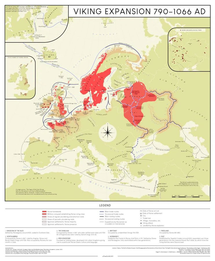 Mapa de la expansión vikinga (790 – 1066)