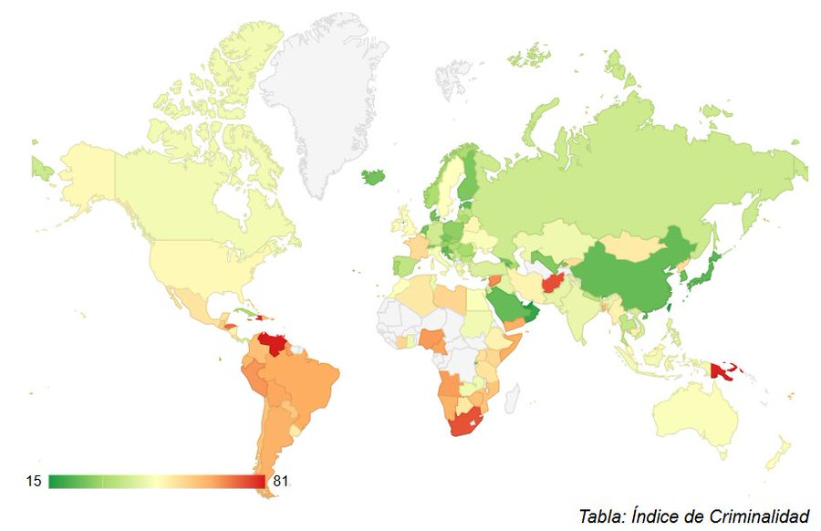 Índice de Criminalidad por País 2025