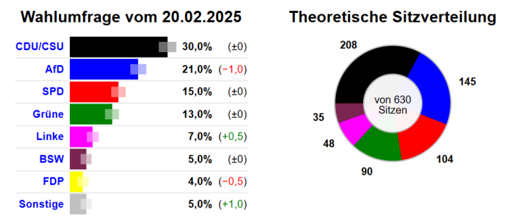 🇩🇪 Encuesta elecciones Alemania de INSA (20 feb. 2025)