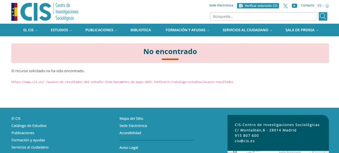 web del CIS no funcionaba media hora antes