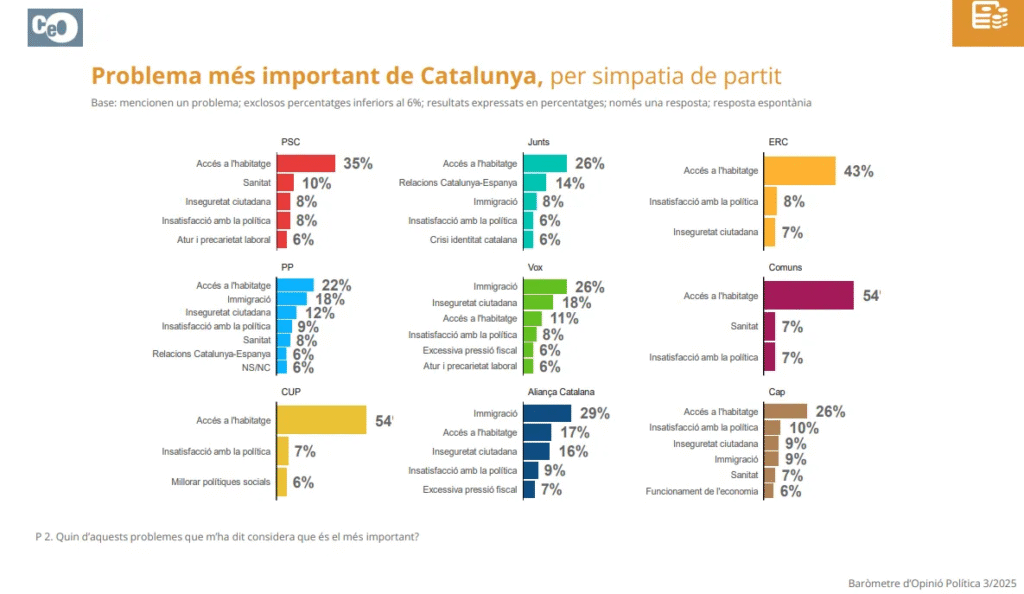 Principales problemas cataluña por voto