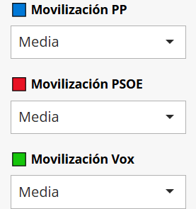 Opciones del simulador de estimaciones