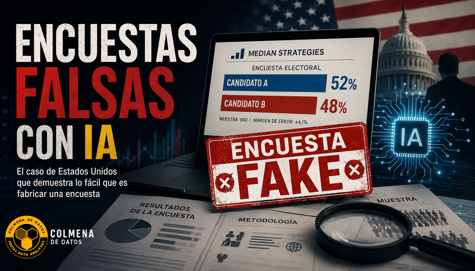 Encuestas falsas con IA